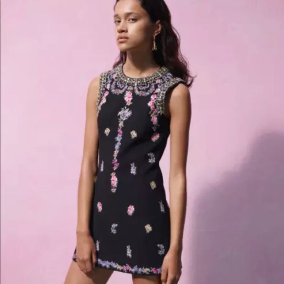 Sold!! Giambattista Valli x H&M Marquee Black Floral Embroidered Mini Dress - Picture 5 of 8